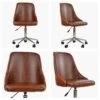 Abro Vintage Brown Faux Leather Small Swivel Desk Chair -Furniture Specialty Store abro vintage brown white