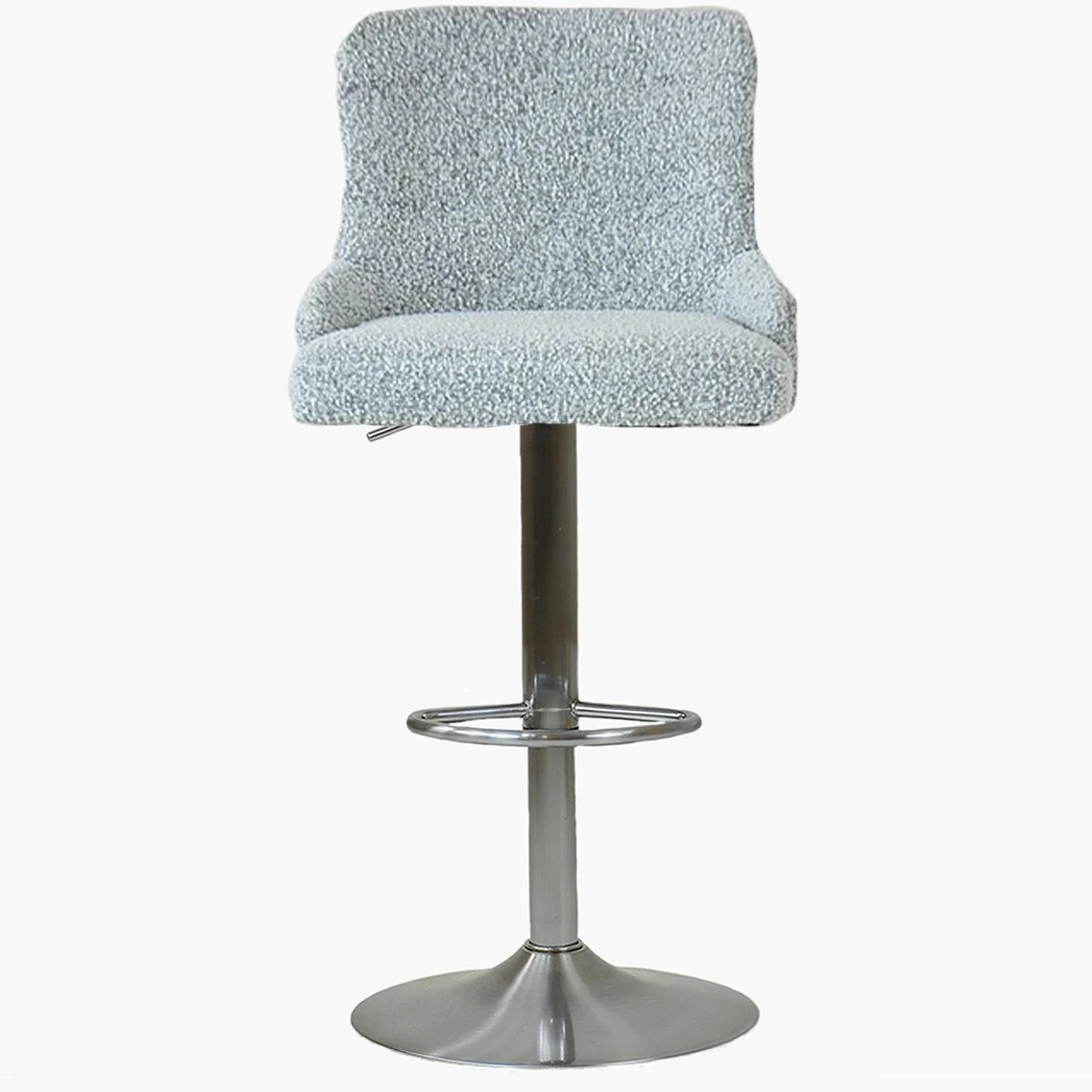 Ace Grey Boucle Brushed Steel Swivel Bar Stool 3 Ace Grey Boucle Brushed Steel Swivel Bar Stool
