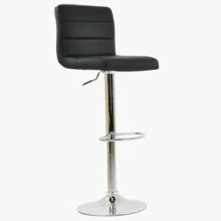 Adriatic Black Faux Leather Chrome Base Bar Stool -Furniture Specialty Store adriatic black 6 1