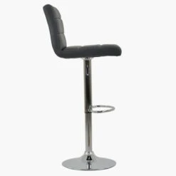 Adriatic Dark Grey Faux Leather Chrome Base Kitchen Stool -Furniture Specialty Store adriatic dark grey 3