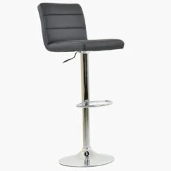 Adriatic Dark Grey Faux Leather Chrome Base Kitchen Stool -Furniture Specialty Store adriatic dark grey 6