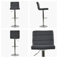 Adriatic Dark Grey Faux Leather Chrome Base Kitchen Stool