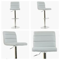 Adriatic Grey Faux Leather Chrome Base Breakfast Stool