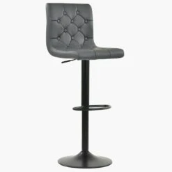 Ajax Dark Grey Faux Leather Black Base Bar Stool -Furniture Specialty Store ajax dark grey pu 1