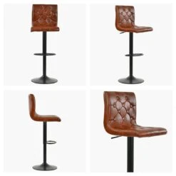Ajax Brown Faux Leather Black Base Barstool -Furniture Specialty Store ajax vintage brown white