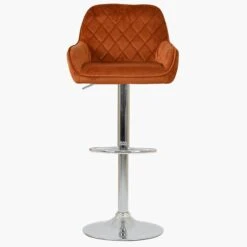 Albany Burnt Orange Velvet Chrome Base Breakfast Stool -Furniture Specialty Store albany burnt orange 2