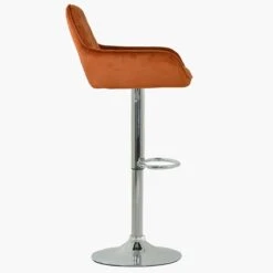 Albany Burnt Orange Velvet Chrome Base Breakfast Stool -Furniture Specialty Store albany burnt orange 3