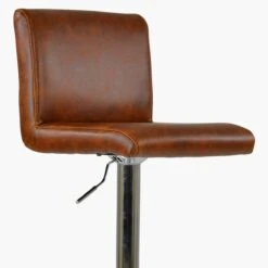 Alto Brown Faux Leather Chrome Base Barstool -Furniture Specialty Store alto vintage brown 5
