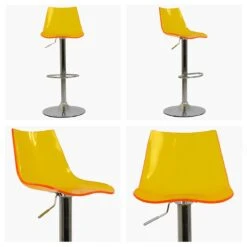 Amazon Orange Acrylic Chrome Base Kitchen Stool