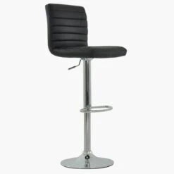 Apollo Black Faux Leather Chrome Base Bar Stool -Furniture Specialty Store apollo black 2 1