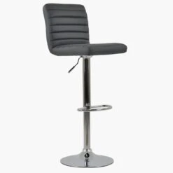 Apollo Dark Grey Faux Leather Chrome Base Bar Stool -Furniture Specialty Store apollo dark grey 2 1 1