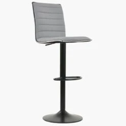 Ariel Grey Fabric Black Base Breakfast Stool -Furniture Specialty Store ariel light grey fab 2