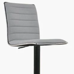 Ariel Grey Fabric Black Base Breakfast Stool -Furniture Specialty Store ariel light grey fab 4