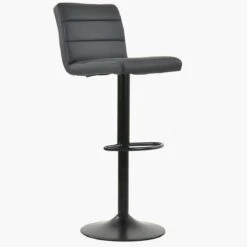 Aspen Dark Grey Faux Leather Black Base Bar Stool -Furniture Specialty Store aspen dark grey 1