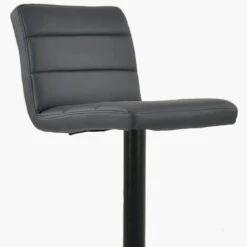 Aspen Dark Grey Faux Leather Black Base Bar Stool