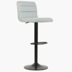 Aspen Grey Faux Leather Black Base Bar Stool -Furniture Specialty Store aspen grey 3 1