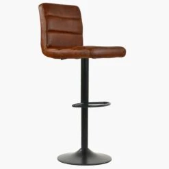 Aspen Vintage Brown Faux Leather Black Base Bar Stool