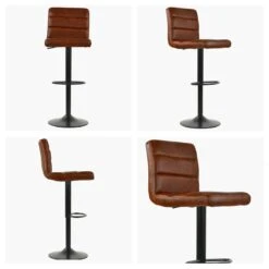 Aspen Vintage Brown Faux Leather Black Base Bar Stool -Furniture Specialty Store aspen vintage brown 5