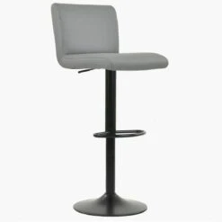 Aster Grey Faux Leather Black Base Breakfast Stool
