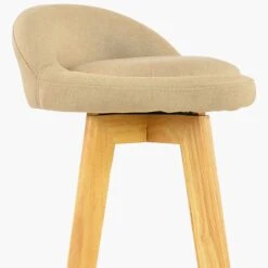 Athena Light Brown Fabric Wood Leg Bar Stool -Furniture Specialty Store athena biscuit 4