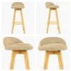 Athena Light Brown Fabric Wood Leg Bar Stool -Furniture Specialty Store athena biscuit white
