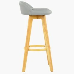 Athena Grey Faux Leather Wood Leg Bar Stool -Furniture Specialty Store athena grey 2 3