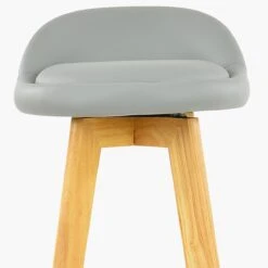 Athena Grey Faux Leather Wood Leg Bar Stool -Furniture Specialty Store athena grey 4