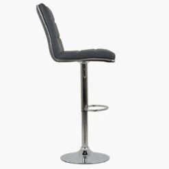 Atlanta Dark Grey Faux Leather Chrome Base Bar Stool -Furniture Specialty Store atlanta dark grey 3 1