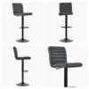 Atlas Dark Grey Faux Leather Black Base Bar Stool -Furniture Specialty Store atlas dark grey white