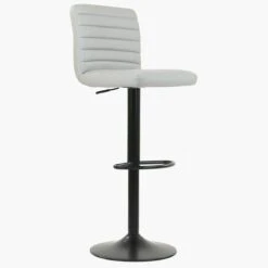 Atlas Grey Faux Leather Black Base Kitchen Stool -Furniture Specialty Store atlas grey 2