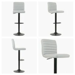 Atlas Grey Faux Leather Black Base Kitchen Stool