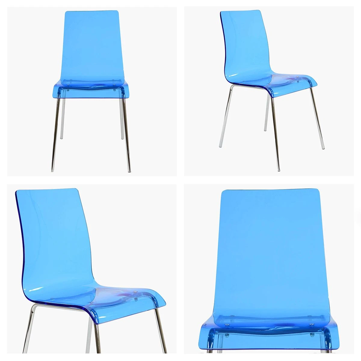 Ava Gel Blue Acrylic Dining Chair With Chrome Legs 8 Ava Gel Blue Acrylic Dining Chair With Chrome Legs - Image 6