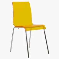 Ava Gel Orange Acrylic Dining Chair With Chrome Legs -Furniture Specialty Store ava orange 2