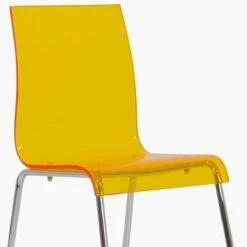 Ava Gel Orange Acrylic Dining Chair With Chrome Legs -Furniture Specialty Store ava orange 5