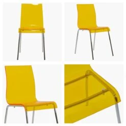 Ava Gel Orange Acrylic Dining Chair With Chrome Legs -Furniture Specialty Store ava orange white