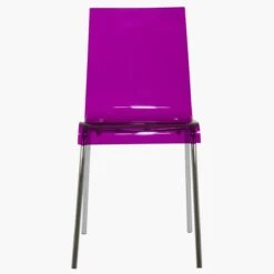Ava Gel Purple Acrylic Dining Chair With Chrome Legs