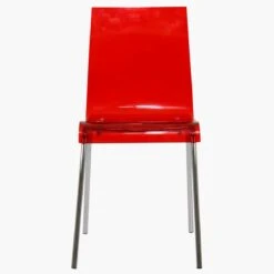 Ava Gel Red Acrylic Dining Chair With Chrome Legs -Furniture Specialty Store ava red 1 5