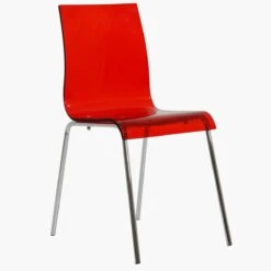 Ava Gel Red Acrylic Dining Chair With Chrome Legs -Furniture Specialty Store ava red 2 1 1