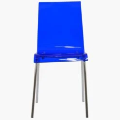 Ava Gel Dark Blue Acrylic Dining Chair With Chrome Legs -Furniture Specialty Store ava sapphire 1 1
