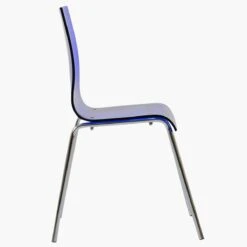 Ava Gel Dark Blue Acrylic Dining Chair With Chrome Legs -Furniture Specialty Store ava sapphire 3
