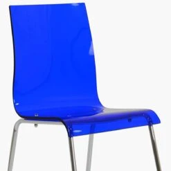 Ava Gel Dark Blue Acrylic Dining Chair With Chrome Legs -Furniture Specialty Store ava sapphire 4