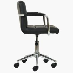 Bahama Black Leather Small Swivel Desk Chair -Furniture Specialty Store bahama black 2 2