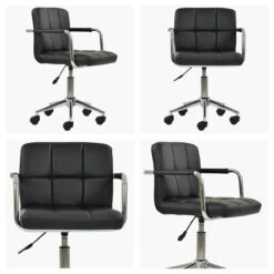 Bahama Black Leather Small Swivel Desk Chair