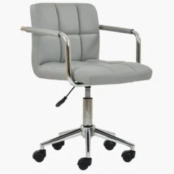 Bahama Grey Faux Leather Small Home Swivel Office Chair