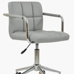 Bahama Grey Faux Leather Small Home Swivel Office Chair -Furniture Specialty Store bahama grey pu 5