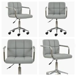 Bahama Grey Faux Leather Small Home Swivel Office Chair -Furniture Specialty Store bahama grey pu white
