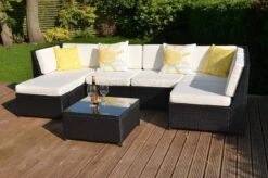Barcelona 6 Seater Garden Rattan Corner Sofa Set With Table Grey -Furniture Specialty Store barcelona rattan set 2 6