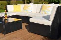Barcelona 6 Seater Garden Rattan Corner Sofa Set With Table Brown -Furniture Specialty Store barcelona rattan set 4 4