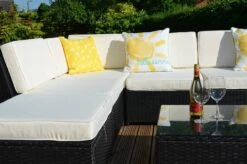 Barcelona 6 Seater Garden Rattan Corner Sofa Set With Table Brown -Furniture Specialty Store barcelona rattan set 8 4