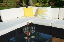 Barcelona 6 Seater Garden Rattan Corner Sofa Set With Table Grey -Furniture Specialty Store barcelona rattan set 9 6